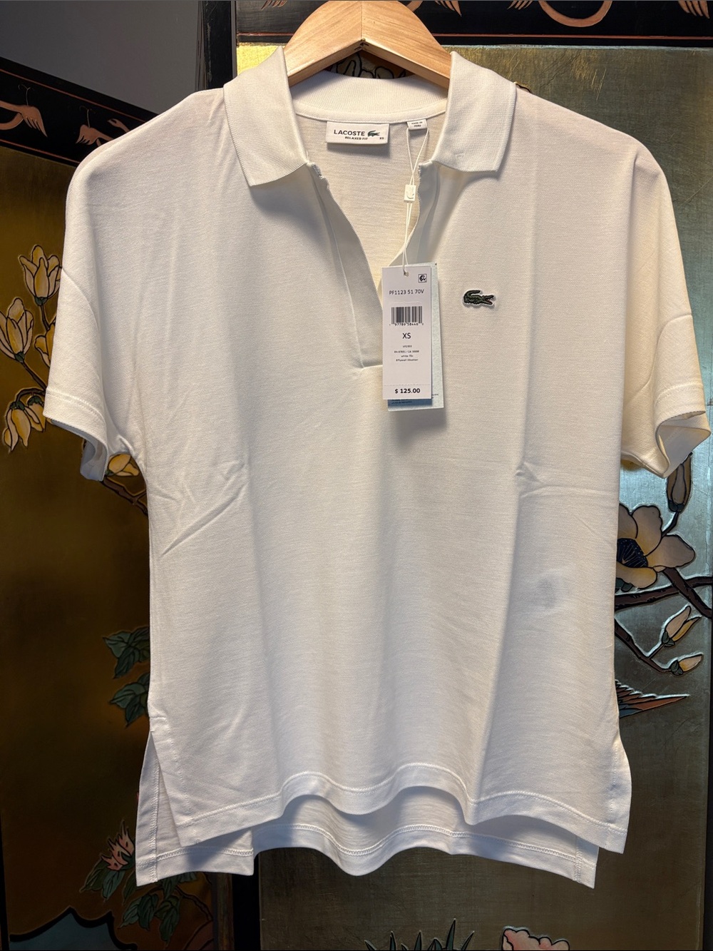 Lacoste White Short-Sleeve Polo with Crocodile Logo